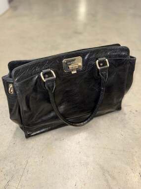 Cole Haan Kendra Valise Black Leather Satchel Tote Bag